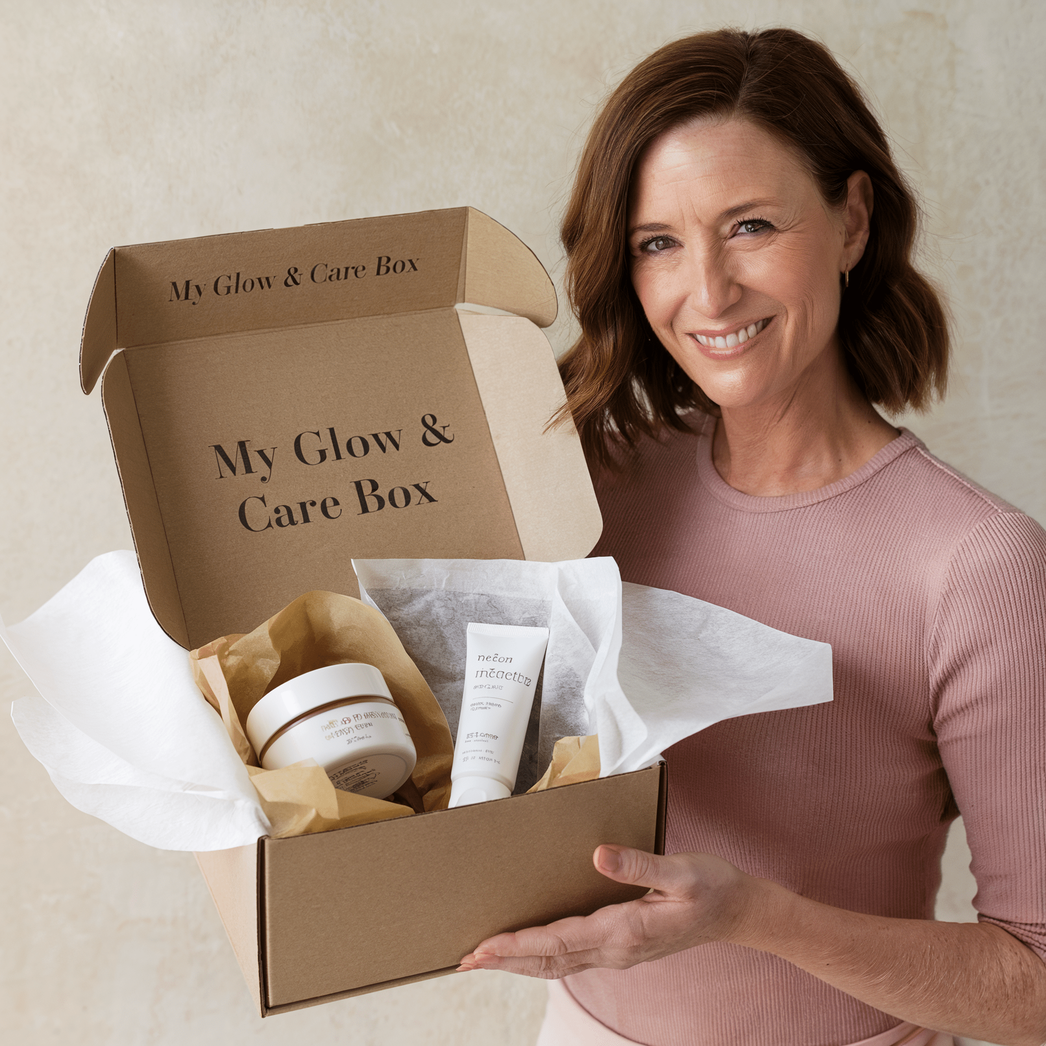 Box Glow entre les mains d'une femme cacasienne